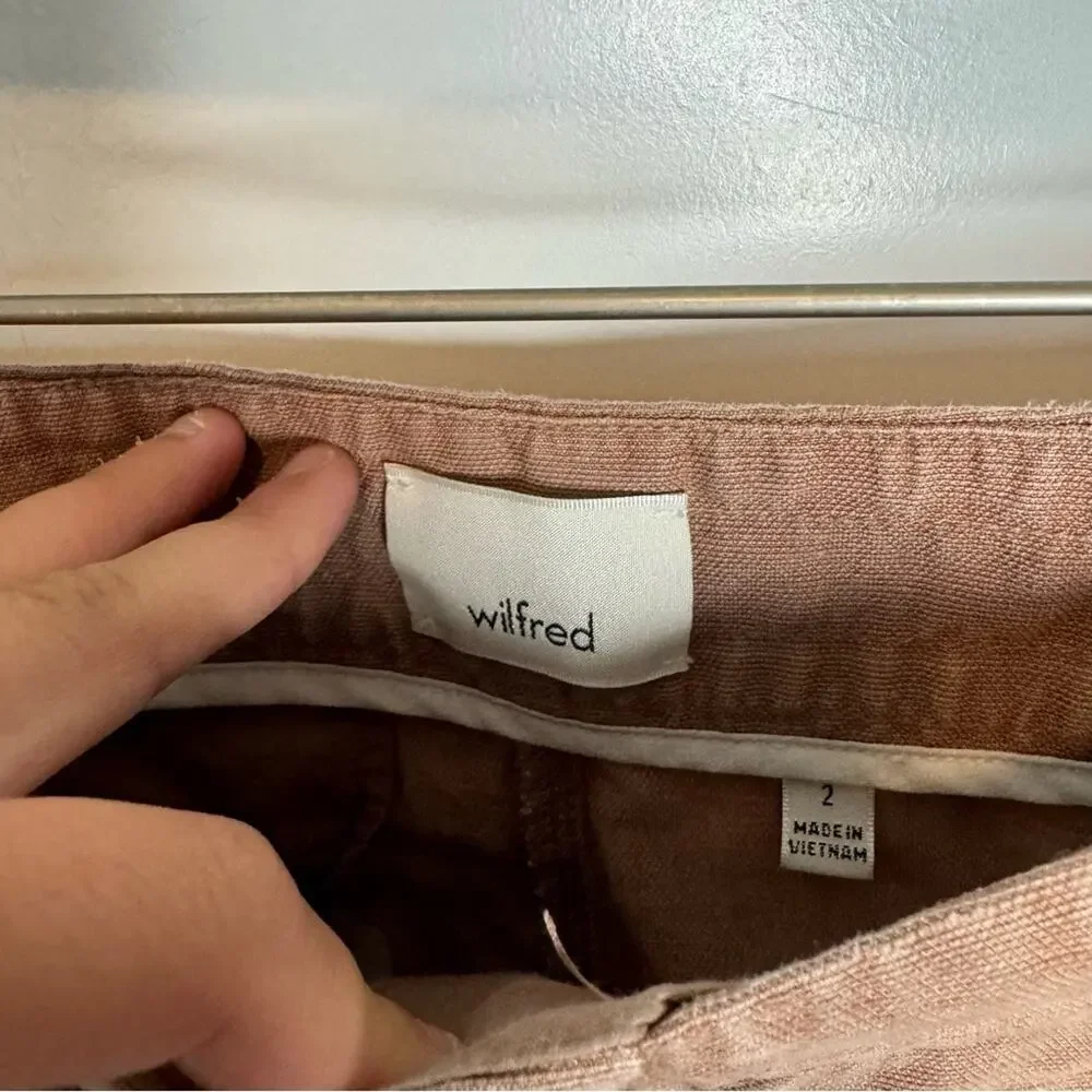 Aritzia Wilfred Allant Pink Cropped Cuff Linen Blend Pants Size 2